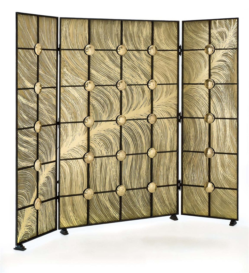 後現代時尚拉絲黑（hēi）鈦金（jīn）折疊不鏽鋼（gāng）屏風（fēng）隔斷定製