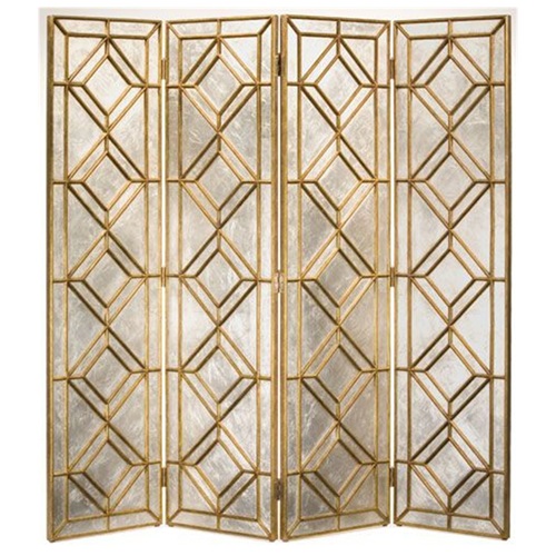 香檳金不鏽鋼玻璃花格（gé）屏風隔斷_不鏽鋼屏風（fēng）定製
