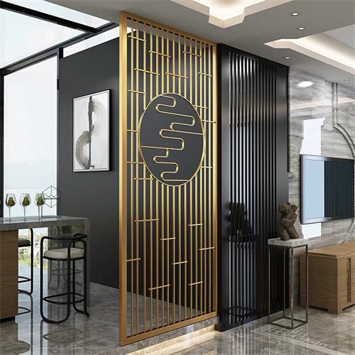 現代金屬（shǔ）酒店不鏽鋼屏風（fēng）隔斷_不鏽鋼屏風廠家（jiā）定製
