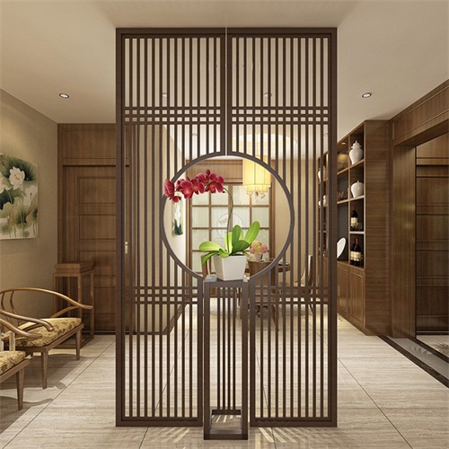 新中式（shì）現代（dài）隔斷不鏽鋼（gāng）屏風簡約_不鏽鋼屏風金屬製品廠