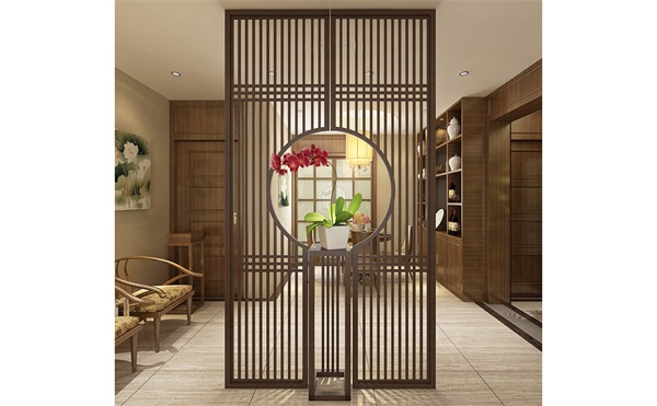 新中式（shì）現代隔斷（duàn）不鏽鋼屏風簡約_不鏽鋼屏風金屬製品廠（chǎng）