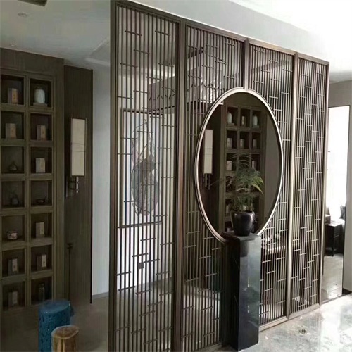 會所KTV玫（méi）瑰金不（bú）鏽鋼方管焊接屏風_不鏽鋼屏（píng）風加（jiā）工廠家