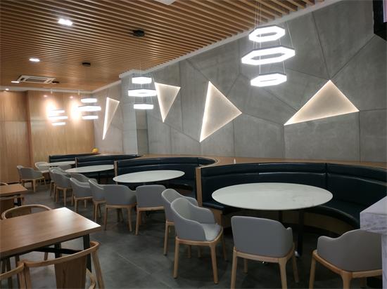 員工飯（fàn）堂大理（lǐ）石圓形餐桌_公司職（zhí）工食堂包間桌子