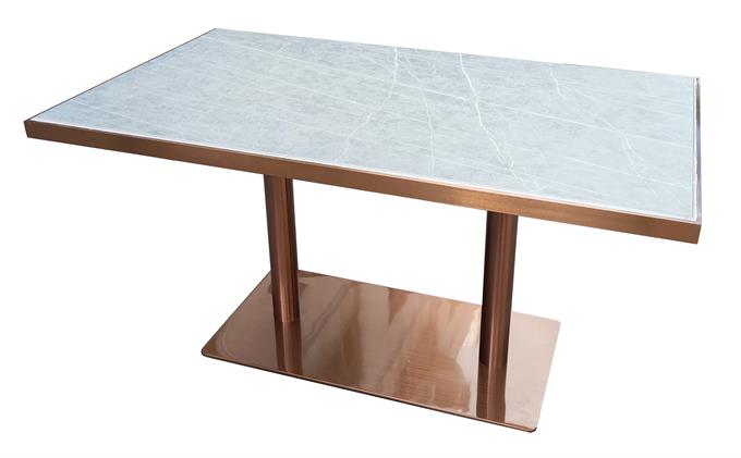 企業食堂鈦金不鏽鋼輕奢餐桌