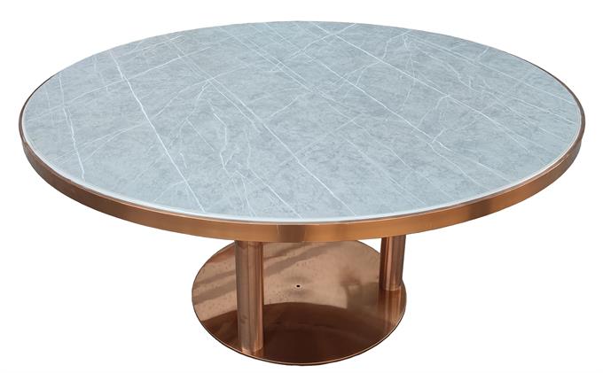 現（xiàn）代（dài）風不鏽鋼腳食堂圓餐桌