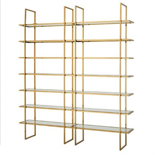 現代極簡（jiǎn）24k金不鏽鋼書架_不鏽鋼書架款式設計