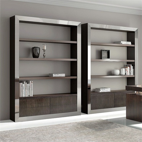 現代極簡時尚不鏽鋼書櫃書架_不鏽鋼書架（jià）廠（chǎng）家定製