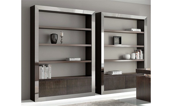 現代極簡（jiǎn）時尚不鏽鋼書櫃書架_不鏽鋼（gāng）書架廠家定製