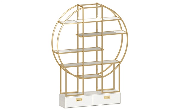 現代簡約玫瑰金（jīn）不鏽鋼書架_高端不鏽鋼書架（jià）定製