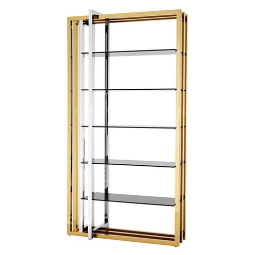 辦公室輕奢不鏽鋼（gāng）落（luò）地金屬書架_不鏽（xiù）鋼書櫃加工廠