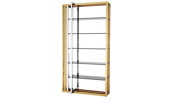 辦（bàn）公室輕奢不鏽鋼落地（dì）金屬書（shū）架_不鏽鋼（gāng）書櫃加工廠