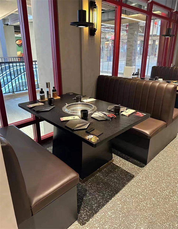 烤（kǎo）肉店火燒石台（tái）麵下（xià）排煙自助無煙烤肉桌