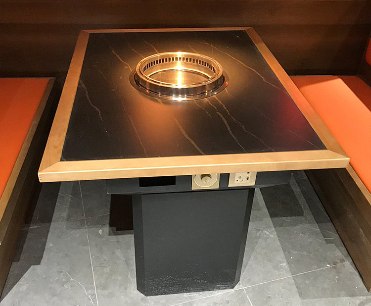 韓式烤肉店無煙淨化岩板炭火（huǒ）烤肉桌