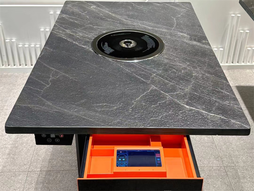 火（huǒ）燒石韓式（shì）無煙燒烤桌_自助無煙淨化烤肉桌