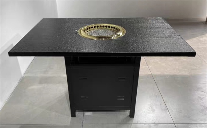 青島韓式火燒石（shí）燒烤桌_無煙烤肉（ròu）桌