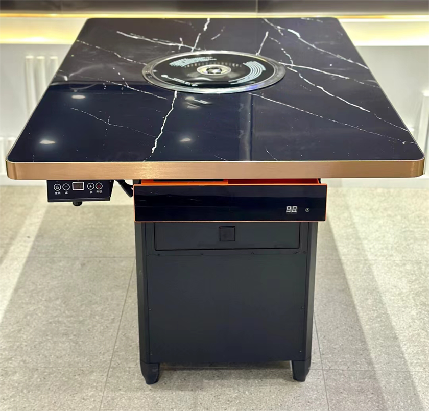 自助烤肉店時尚不鏽鋼封邊大理石無煙（yān）烤肉桌