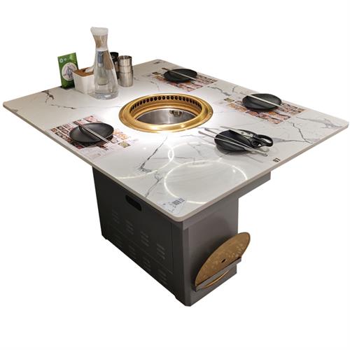 烤肉店無（wú）煙淨化下排煙燒烤桌_韓式自助無煙燒烤桌