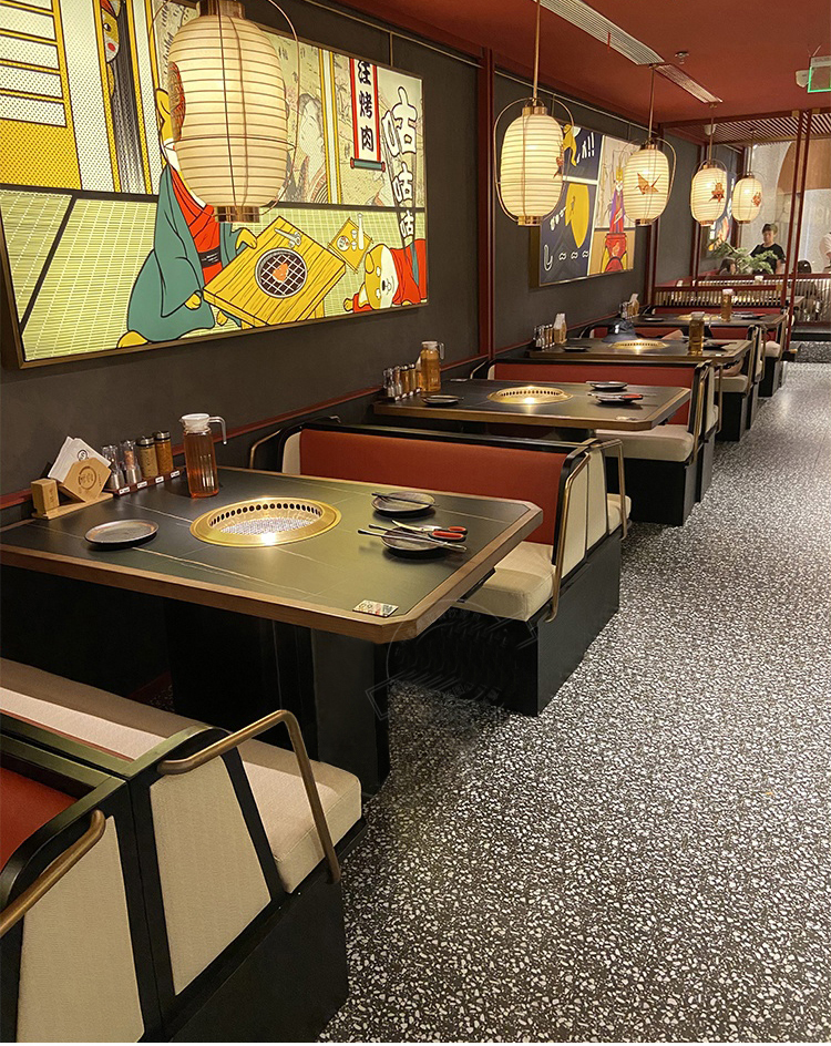 韓式烤肉店岩板節能無煙燒烤桌子