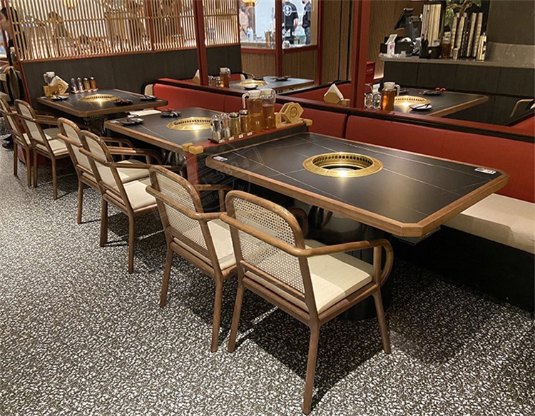 韓式烤肉店岩板節能（néng）無（wú）煙燒烤桌子