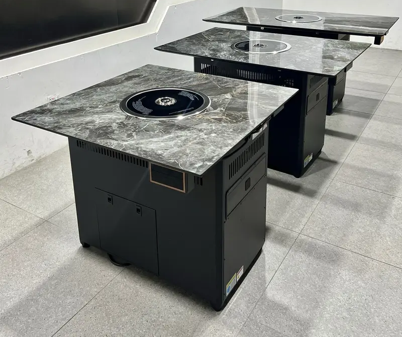 韓式自助烤肉（ròu）店下排煙岩板台麵無煙烤肉桌