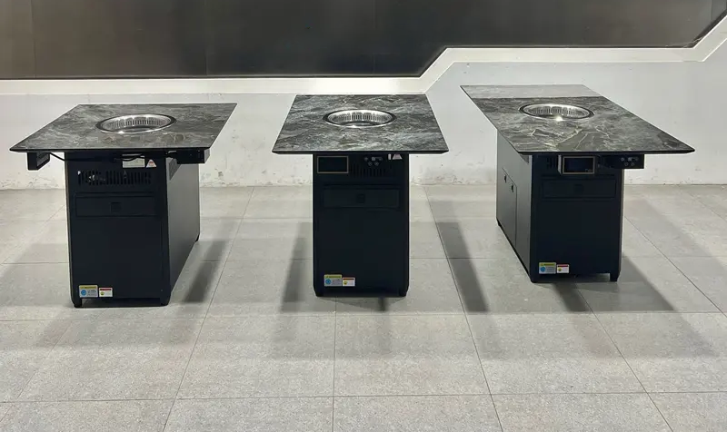 韓式自助烤肉店下排煙岩板台麵（miàn）無（wú）煙烤肉桌