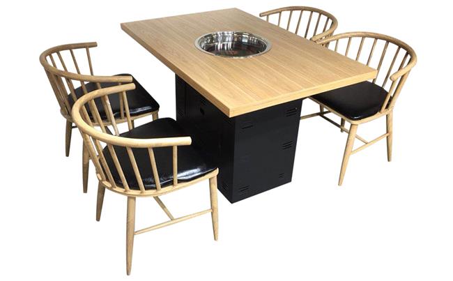 實木火（huǒ）鍋（guō）專用電磁爐桌_現代實木火鍋桌