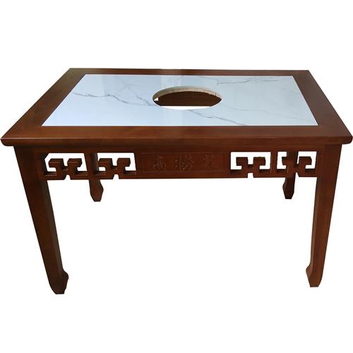 實（shí）木鑲嵌大理石電磁爐老（lǎo）火鍋桌_帶抽屜火鍋實木餐桌