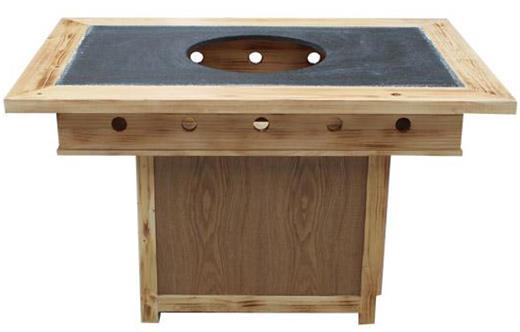 柏木鬆木本色實（shí）木火鍋桌 正麵展示