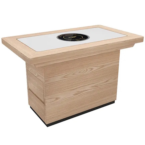 火鍋店實木鑲嵌（qiàn）大理石台麵（miàn）火鍋桌