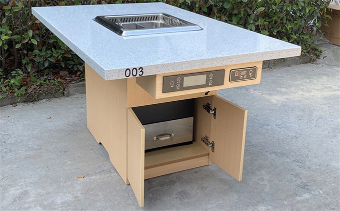 現代風格（gé）大理石自帶無煙淨化功能無煙火（huǒ）鍋桌