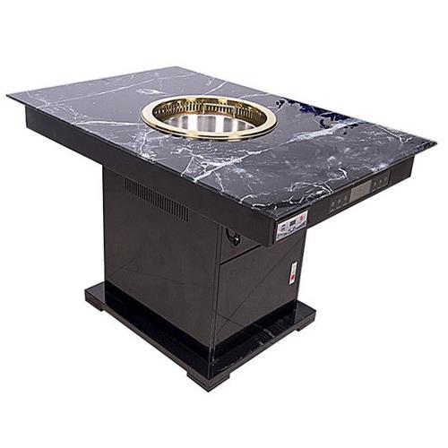 4人時尚無煙火鍋餐桌_不鏽（xiù）鋼下（xià）排風無煙電磁火鍋桌