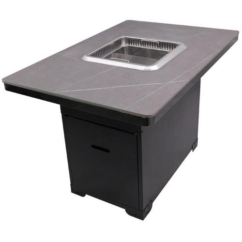 浙江無煙火鍋桌_岩板桌麵地排式無煙淨化火鍋桌