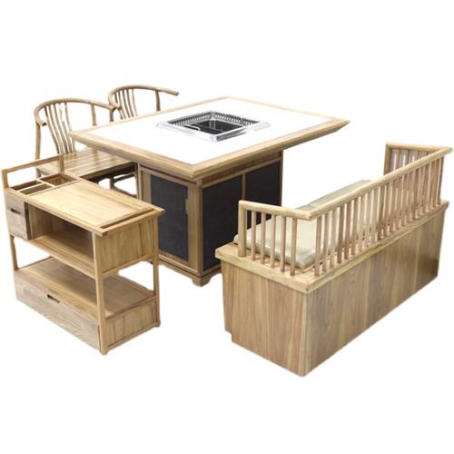 中式實木無煙淨化火鍋桌_智能無煙下排煙火鍋桌