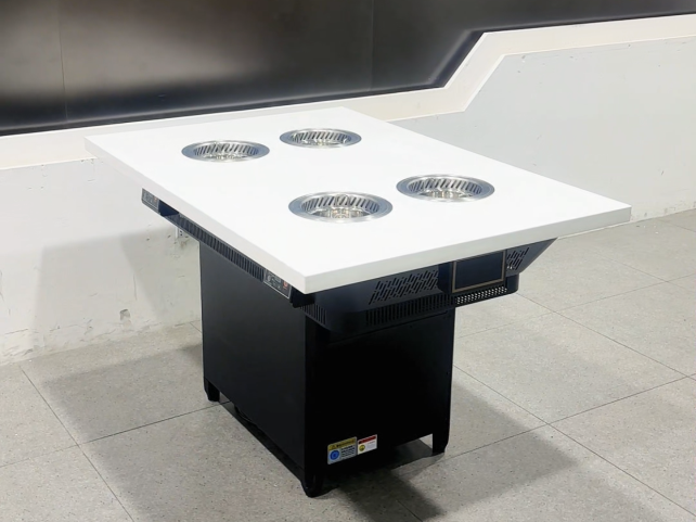 火鍋店智能無（wú）煙淨化大理石一（yī）人一鍋小火鍋桌