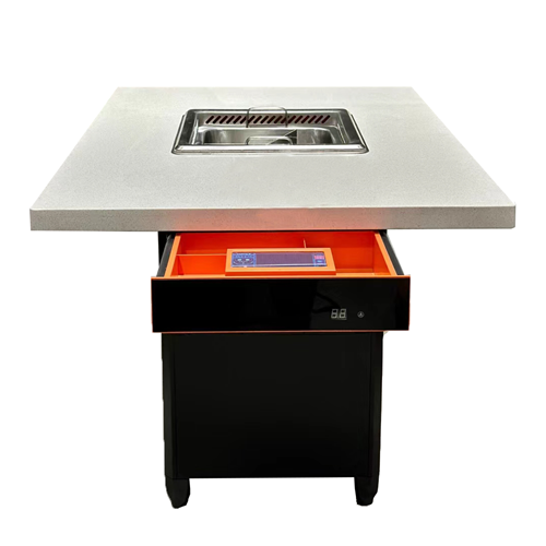 火鍋店大理石台麵智能無煙自淨化火鍋桌 
