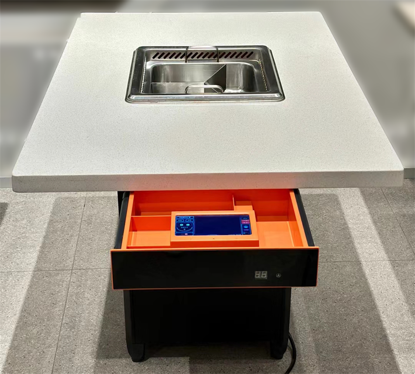 火鍋店（diàn）大理石（shí）台（tái）麵智能無煙自淨化火鍋桌（zhuō） 