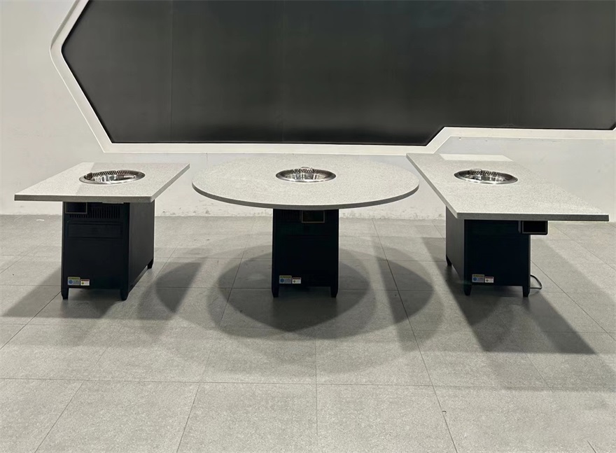 大理石電磁爐下沉式無煙火鍋桌