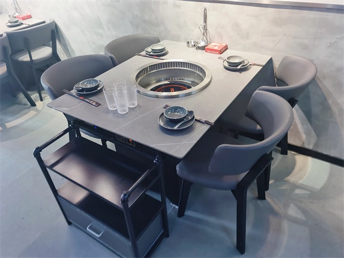 岩板台麵智能無煙（yān）淨化火鍋（guō）餐桌