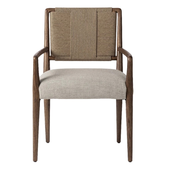 西餐（cān）廳實木麻繩靠背軟包座墊餐椅