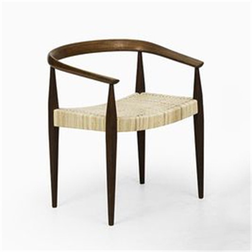 北歐現代極簡實木繩（shéng）索扶手西餐椅