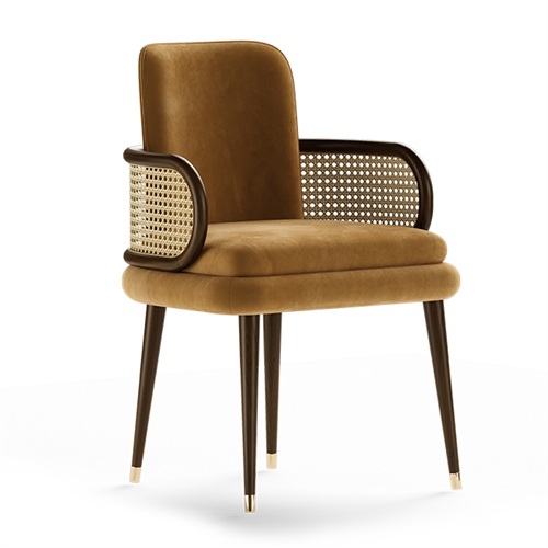 西餐廳時尚皮革軟包藤編靠（kào）背椅子