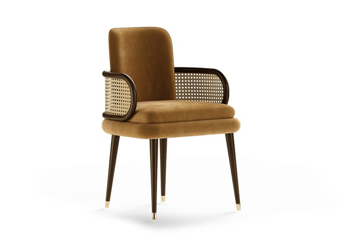 西餐（cān）廳時尚皮革（gé）軟包藤編靠背椅子