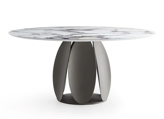 時尚西餐廳不鏽（xiù）鋼岩板圓桌子（zǐ）