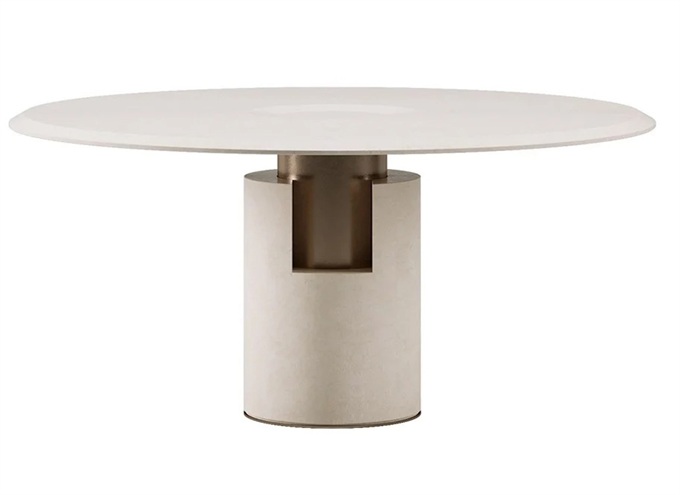 西餐廳時尚實木不鏽鋼組合圓形餐桌