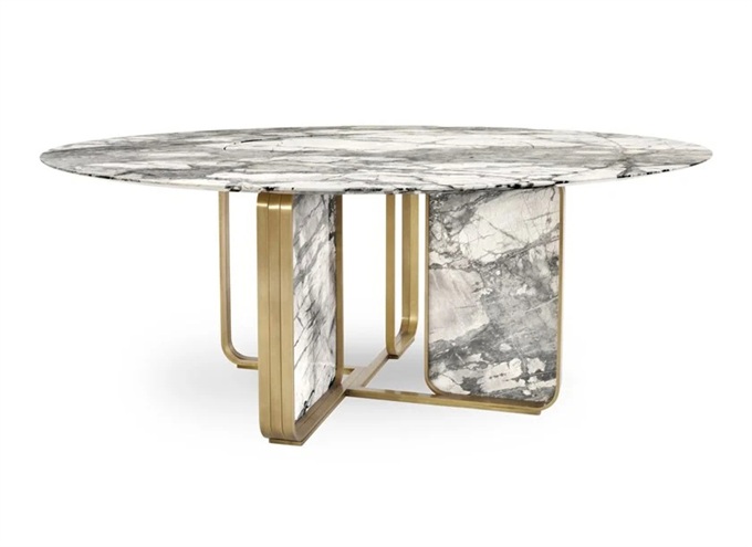 牛排西餐廳時尚簡約岩石板（bǎn）大圓桌