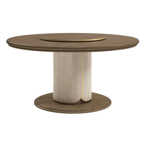 西餐廳經典簡約實（shí）木（mù）帶轉盤餐桌