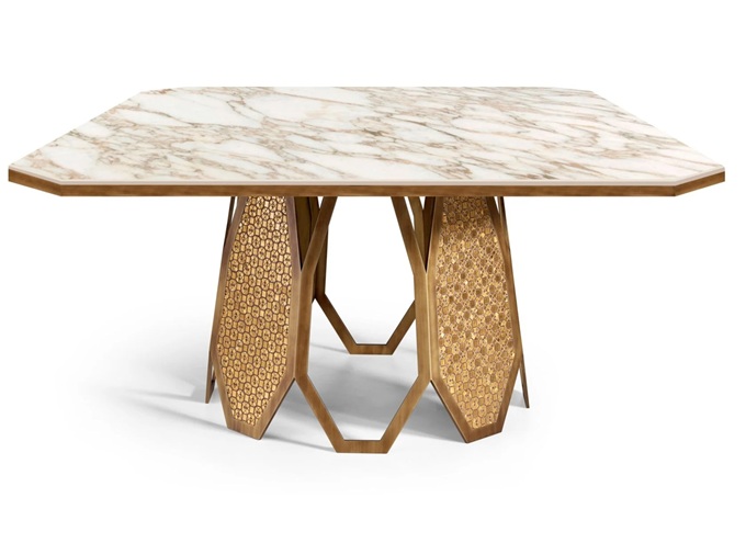 高檔西（xī）餐廳歐式（shì）不鏽鋼大理石時尚餐桌（zhuō）