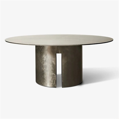 西餐廳意（yì）式古典簡約岩石板圓桌