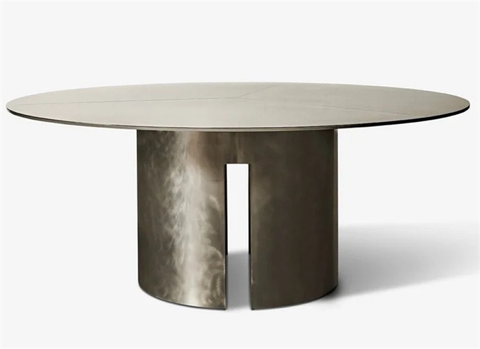 西餐廳意式古典簡約岩石板圓（yuán）桌