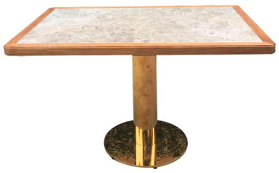 不鏽鋼桌腳實木包邊大理石北歐高檔西餐廳桌椅